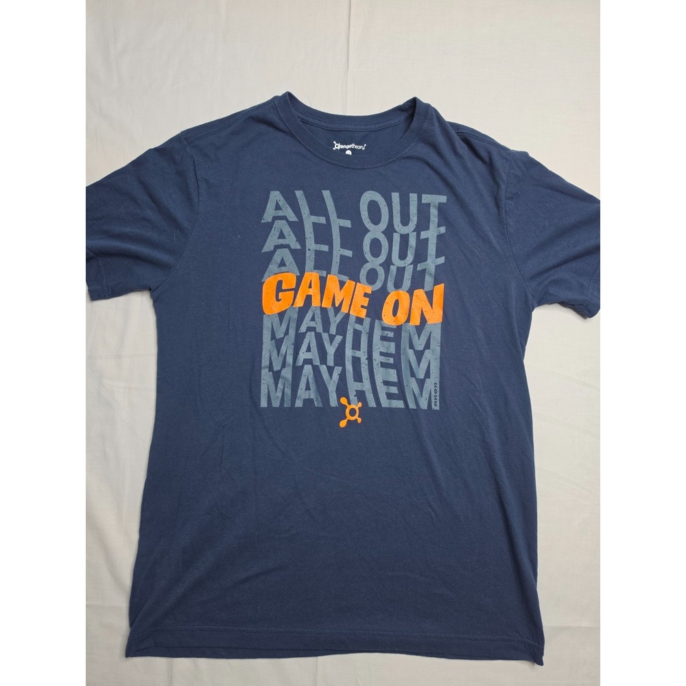 Orangetheory T-Shirt Men's Large Navy Blue Graphic Cotton Crew Neck Short Sleeve